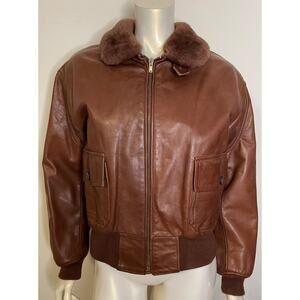 Ralph Lauren Brown Bomber Aviator Jacket Womens 12 Vintage Shearling Collar